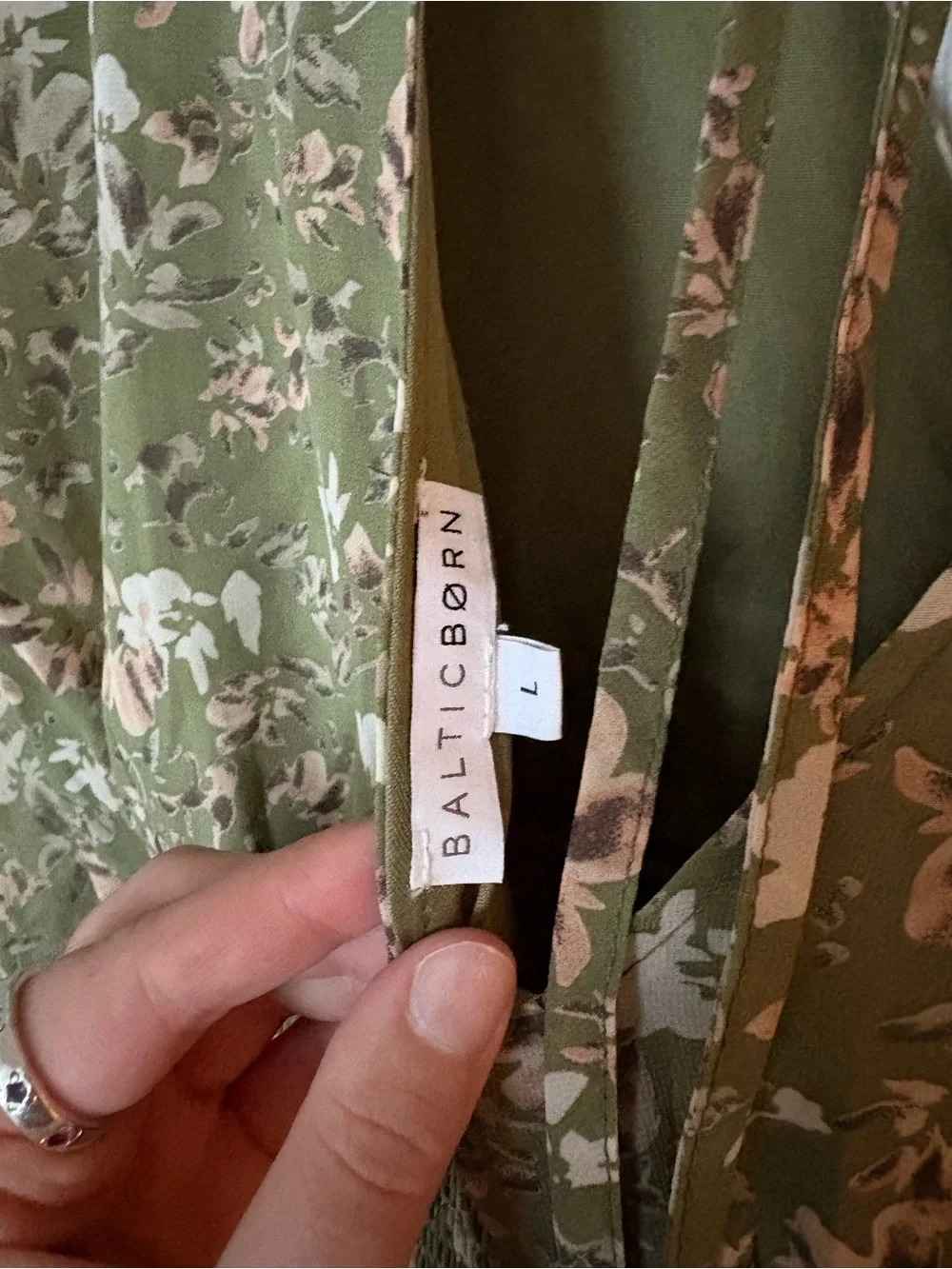 Baltic Born Olive Green Floral V-Neck Tiered Midi Dress - Picture 3 of 3